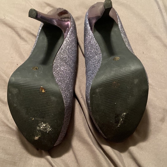 Jacqueline Ferrar Silver Sparkle Glitter Peep Toe Heels - Picture 7 of 7